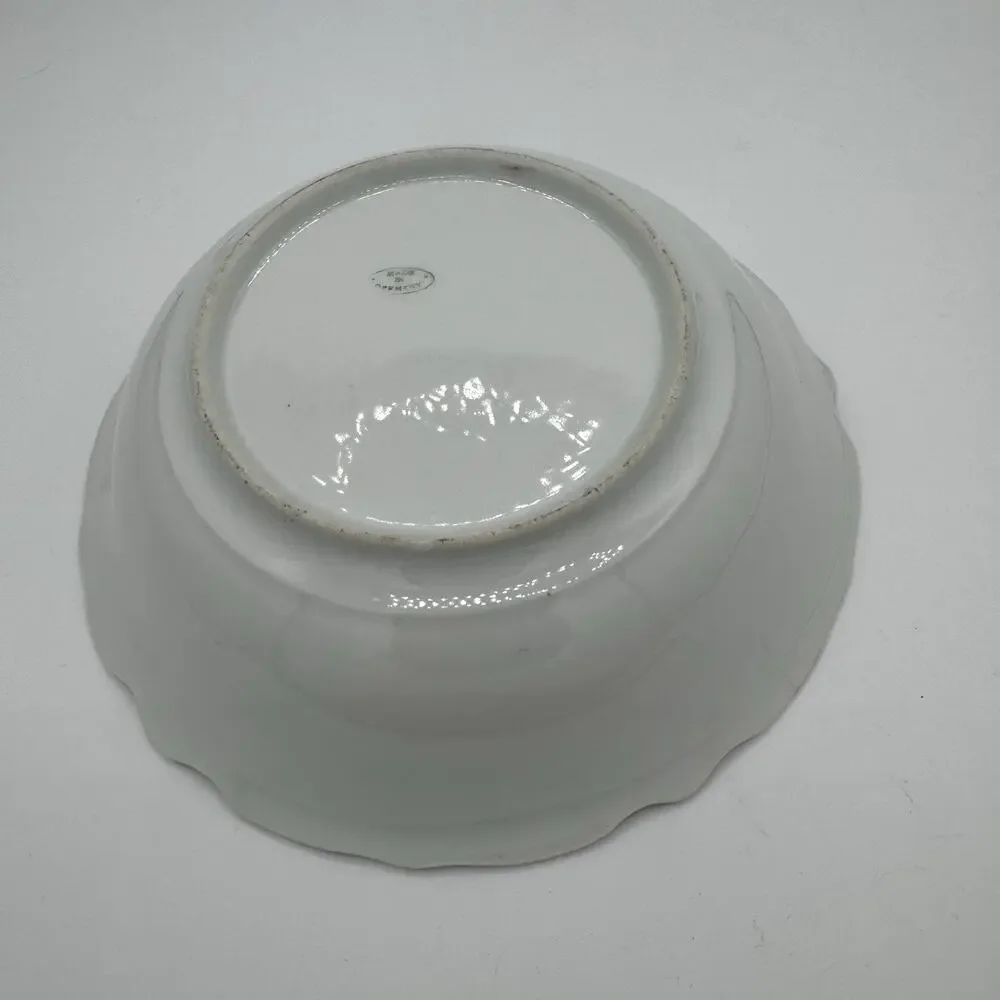 Vtg German‎ Lusterware Porcelain Serving Bowl Floral Cabbage Rose Grannycore 9